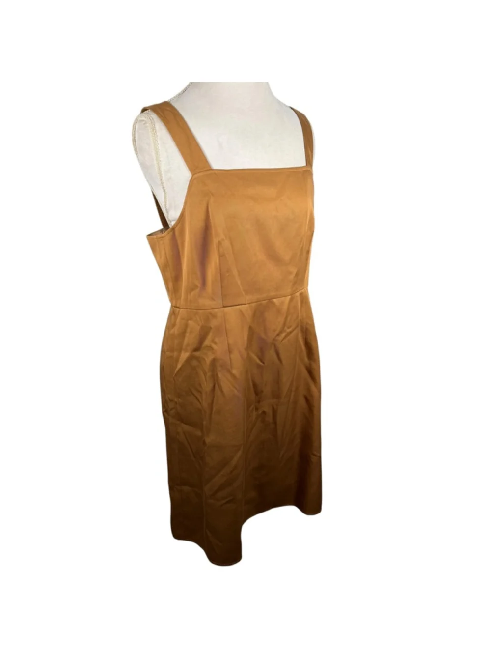 J. Crew Gramercy Twill Square Neck Dress A-Line Sleeveless Mini Caramel Size 14